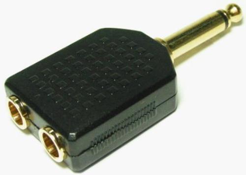 6.3mm Audio Plug Mono To 6.3mm Audio Double Jack Mono Gold